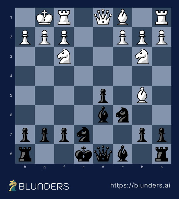 French Defense, The Tarrasch: 3.Nd2 — final position on a chess board